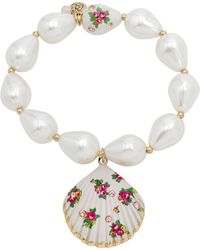 Betsey Johnson - S Floral Shell Pearl Stretch Bracelet - Lyst