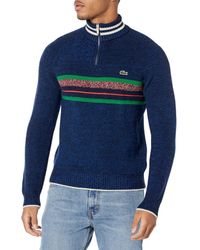 Lacoste - Classic Fit Quarter Zip Color Blocked Sweater - Lyst