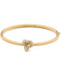 Kate Spade - Double Knot Pave Hinged Bangle Bracelet Clear/ Brass/Stainless Steel - Lyst