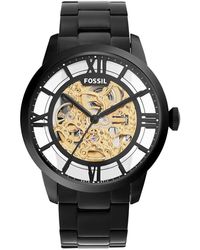 Fossil Townsman Automatic Stainless Steel Three-hand Skeleton Watch - Black