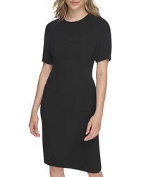 Tommy Hilfiger - Scuba Crepe Structured Short Puff Sleeve Kleid - Lyst