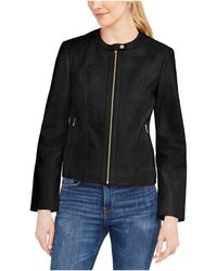 Cole Haan - Leather Collarless Jacket - Lyst
