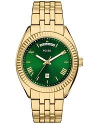 Fossil - Campbell Three-hand Day-date Gold-tone Stainless Steel Watch - Lyst