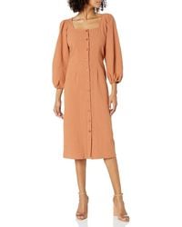 Rachel Pally - Square Neckline Midi Dress With Button Front Detail - Lyst