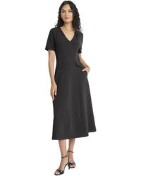Maggy London - V-neck Short Sleeve Midi Line Silhouette-cocktail Dresses For - Lyst
