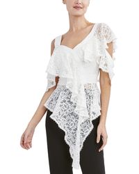 BCBGMAXAZRIA - Fit And Flare Off The Shoulder Flutter Sleeve Asymmetrical Neck Ruffle Top - Lyst