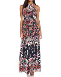 eliza j floral print halter maxi dress