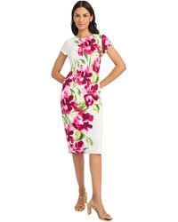 Maggy London - Stretch Midi Sheath Cap Sleeves-crew Neck-wedding Guest Dress - Lyst
