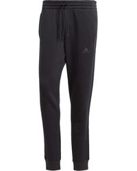 adidas - Essentials Fleece Tapered Cuffed 3-stripes Pants Black 1 Xl - Lyst