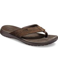 Crocsâ¢ Santa Cruz Canvas Flip Flop in Espresso/Khaki (Natural) for Men - Lyst