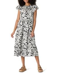 Amazon Essentials - Abito Midi Girocollo in Raso di Cotone a Balze vestibilità Comoda Donna - Lyst