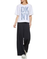 DKNY - Explosive Logo Tee Boxy Graphic Knit Top - Lyst