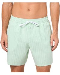 Lacoste - Striped Seersucker Swim Trunks - Lyst