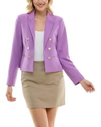 Nanette Lepore - Fully Lined Cropped Double Breasted Jacket W/front Pockets And Inner Beauty Binding Printing - Lyst