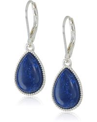 Nine West - Silver-tone And Denim Tear Drop Earrings - Lyst