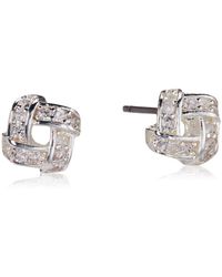 Napier Silver-tone And Cubic Zirconia Knot Button Stud Earrings - Metallic