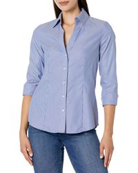 Jones New York - Easy Care Y Neck Button Down Striped Shirt - Lyst