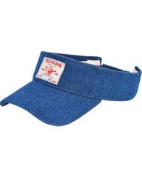 True Religion - Hat, Cotton Denim Sun Visor Cap With Horseshoe Logo, Navy - Lyst