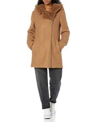 Kenneth Cole - Mixed Media Asymmetrical Zip Textured Wool - Lyst