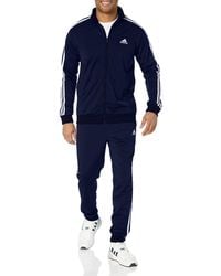 adidas - Mens Sportswear Basic 3-Stripes Tricot Track Suit Legend Ink/White X-Small - Lyst