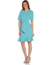 Adrianna Papell - Plus Crepe Tie Front Flounce Dress - Lyst