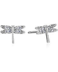 Tai Dragonfly Post Silver Stud Earrings - Metallic