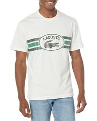 Lacoste - Short Sleeve Regular Fit Crew Neck Monogram Print Cotton T-shirt - Lyst
