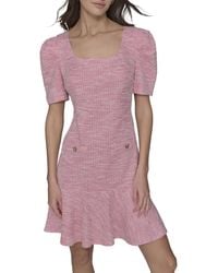 Karl Lagerfeld - Paris Flounce Tweed Square Neck Aline Dress - Lyst