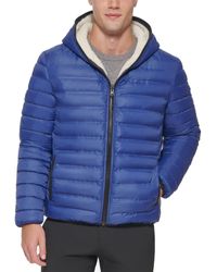 dkny men's quilted hooded bomber jacket