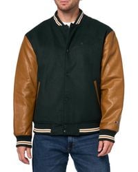 Champion - Letterman Varsity Bomber Jacket With Faux Leather Sleeves - Lyst