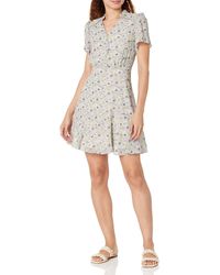 BCBGeneration - Fit And Flare Mini Day Dress Short Sleeve V Neck Ruffle Detail - Lyst