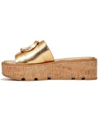 Franco Sarto - S Hoda Cork Platform Slide Sandals Gold Metallic 8.5 M - Lyst