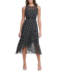 Tommy Hilfiger - Ärmelloses Chiffon-Kleid für mit Keyhole-Punktdruck - Lyst