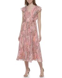 Tommy Hilfiger - S Sleeveless Midi Fit And Flare Chiffon Dress - Lyst