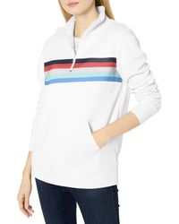 Amazon Essentials - Lange Mouwen Lichtgewicht Franse Terry Fleece Quarter-zip Top,wit/geplaatst Multi Streep,xs - Lyst