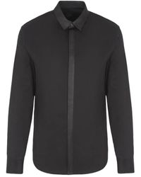Emporio Armani - A | X Armani Exchange Regular Fit Stretch Cotton Satin Logo Placket Button Down Woven Shirt - Lyst