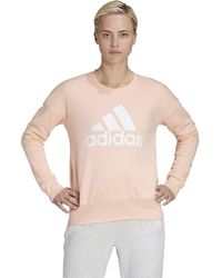 adidas - Womens Badge Of Sport Crew Sweatshirt Haze Coral Small - Lyst
