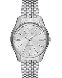 Emporio Armani - Automatic Three-hand Date Silver Stainless Steel Bracelet Watch - Lyst