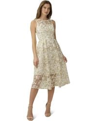 Adrianna Papell - 3d Embroidery Fit And Flare Dress - Lyst