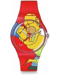 Swatch - Simpsons Watch Red Casual Bio-sourced Quartz Sweet Embrace - Lyst