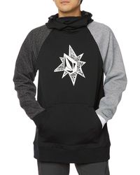 Black Small Volcom Mens Riding Raglan Bonded Waffle Snow-Fleece