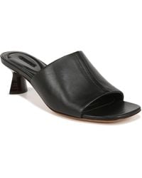 Vince - S Palmar Slide Kitten Heel Sandal Black Leather 5.5 M - Lyst