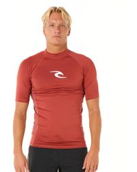 Rip Curl - Waves Short Sleeve Rash Guard Top Upf 50 T Shirt Bluestone Size Xxl - Lyst