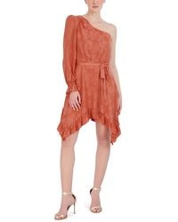 BCBGMAXAZRIA - Short Evening Dress Fit And Flare One Long Bishop Sleeve Asymmetrical Hem Tie Front Dresses - Lyst