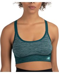 New Balance - Seamless Heather Mid Impact Adjustable Sport Bra With Removable Pads - Lyst