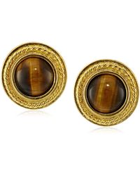 Ben-Amun - Tiger Eye Gold-plated Clip-on Earrings - Lyst