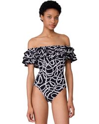 Kate Spade - Standard String Of Pearls Triple Ruffle One Piece - Lyst