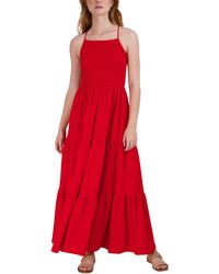 BCBGeneration - Womens Fit And Flare Spaghetti Strap Halter Neck Tie Back Smocked Bodice Tiered Skirt Maxi Dress - Lyst