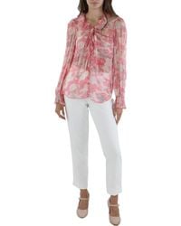 BCBGMAXAZRIA - Womens Relaxed Long Sleeve Button Down Tie Blouse Shirt - Lyst