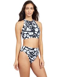 Gottex - Standard Free Sport Geo Club High Neck Bikini Swim Top With Zip - Lyst